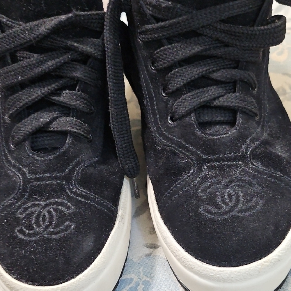 Chanel Black Suede Sneakers